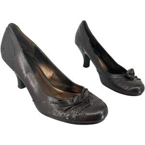 Vintage y2k women's brown Bongo 'Clean Sweep' Mary Jane Bow heel pumps sz 10‎